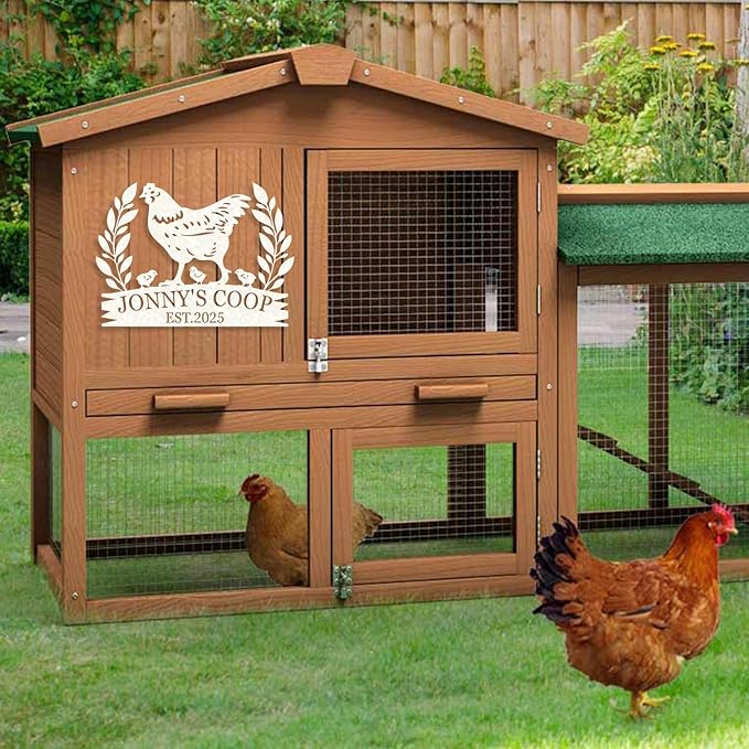 Personalized Chicken Coop Signs, Metal Funny Farm Decor, Chicken Coop Accessories, Metal Outdoor Wall Art, Custom Hen House Sign, Rustic Farmhouse Wall Decor for Farm Yard Garden Color03
