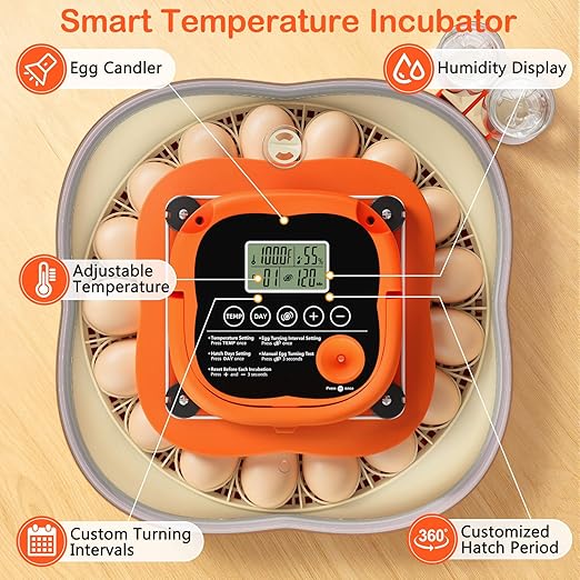 25 Egg Incubators for Hatching Eggs, Egg Incubator with Automatic Egg Turning and Humidity Control, Incubators for Hatching Eggs Chicken Quail Parrot Pigeon