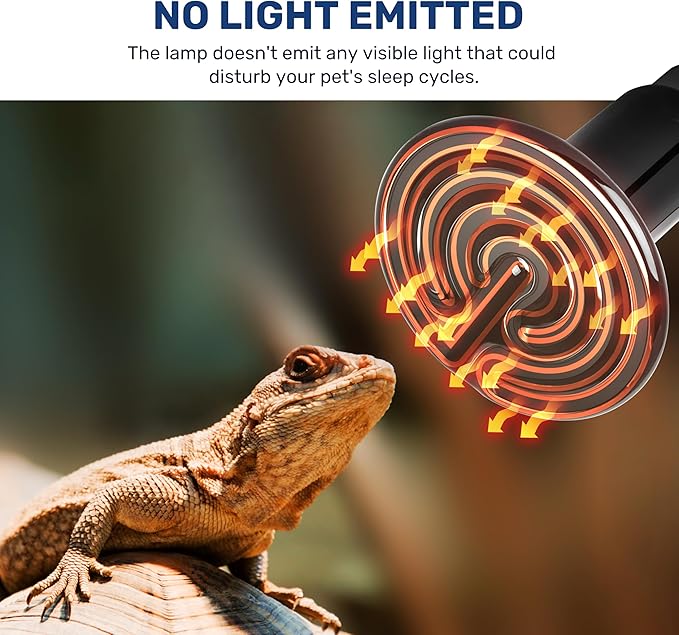 YSSOA 75W Ceramic Heat Emitter Bulb, No Light Reptile Heat Lamp Tank Heat Bulb for Lizards, Bearded Dragons, Turtles, Chickens, 4 Pack
