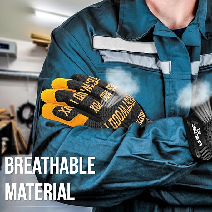 WESTWOOD FOX Gardening Working Gloves Leather Safety Thorn Proof Gloves for Mens & Women Flexible Heavy Duty Mechanic Gloves
