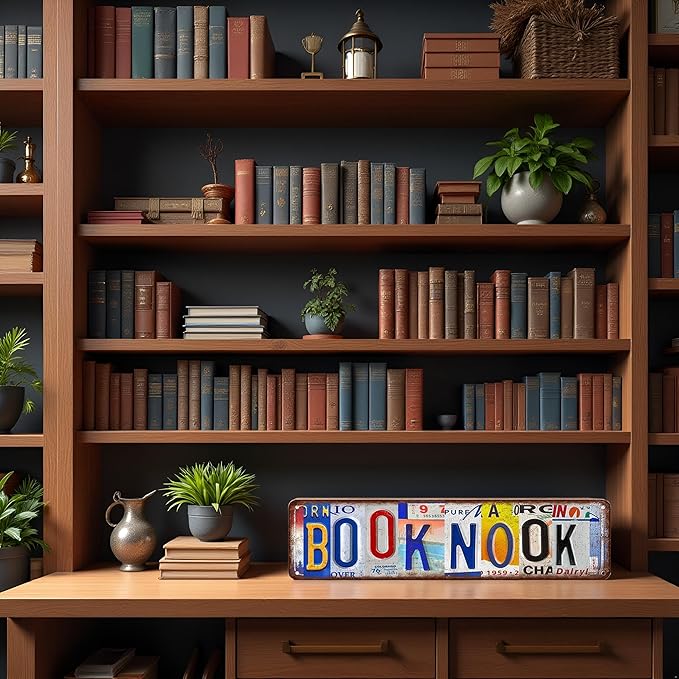 Vintage Book Nook Decor Bookshelf Decor Metal Tin Signs Library Street Sign Gift For Book Lover Reader Books Read This Year Counter 16 X 4 Inches