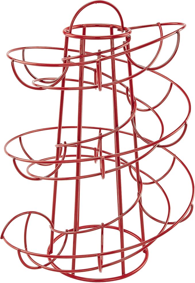 Egg Skelter Deluxe – Modern Spiraling Dispenser Rack, Red, Stylish Kitchen Storage for Eggs