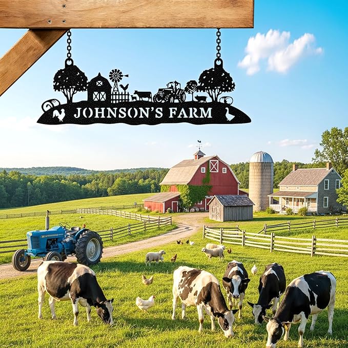 Personalized Farm Sign, Custom Farm Metal Signs Outdoor, Custom Ranch Sign, Customized Family Name Metal Signs for Farms, Ranch, Barn, Farmhouse, Housewarming Rancher Gifts