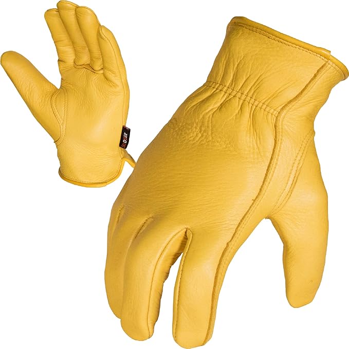 SKYDEER Full Grain Deerskin Leather Gloves for Men and Women, Extra Soft and Hands Protection, 3D Ergonomic Design (SD2210)