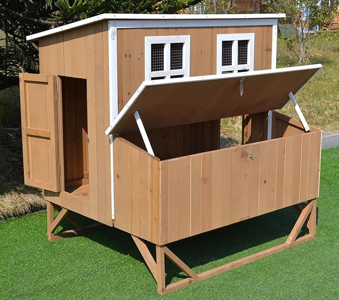 New Large Wood Chicken Coop Backyard Hen House 4-8 Chickens w 4 Nesting Box