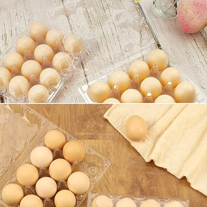 Farm Fresh Plastic Egg Cartons - 50 Pieces Tray for Chicken Eggs - Holds 12 Eggs - Perfect for Farm Markets and Home Refrigerators