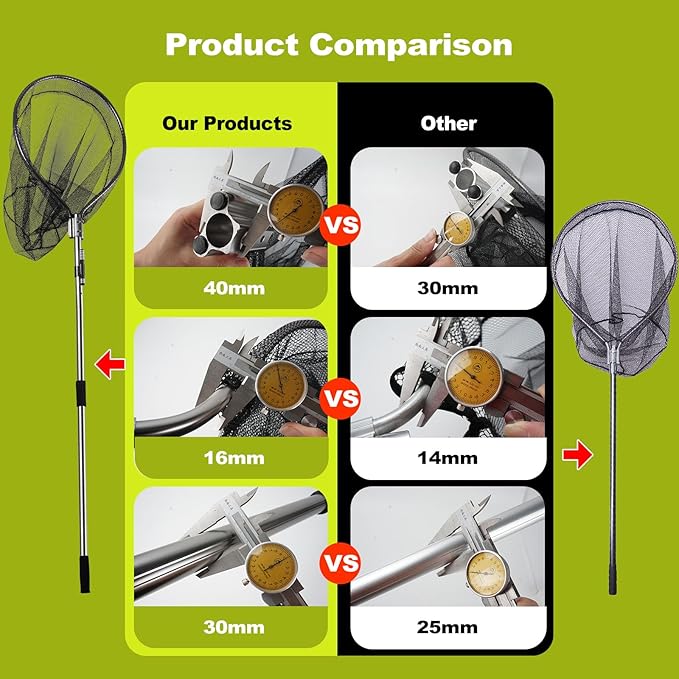 Dog Catch Net Pole, Animal Catching Net, Wildlife Control Tool, Large Fish Landing Net for Chicken Raccoon Duck Goose Bird Skunk Bat Raccoon Guinea Fowl Feral Cat Pigeon Tuna Goat - Heavy Duty