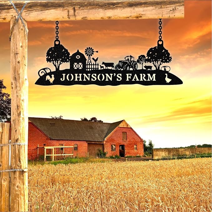 Personalized Farm Sign, Custom Farm Metal Signs Outdoor, Custom Ranch Sign, Customized Family Name Metal Signs for Farms, Ranch, Barn, Farmhouse, Housewarming Rancher Gifts