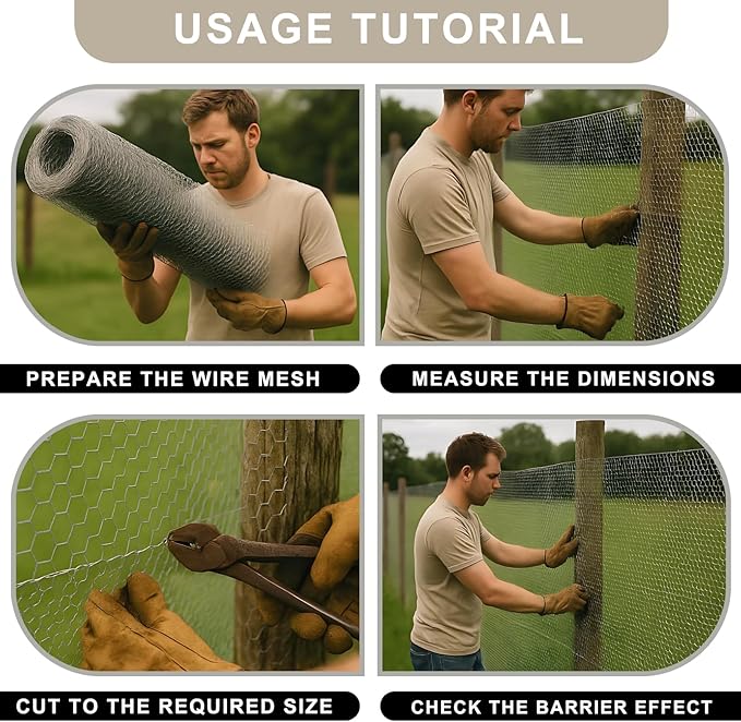 Chicken Wire, 13.7 in x 6.6 ft Garden Fence, Wire Mesh, Chicken Wires Fencing, Mesh Hexagonal Galvanized Metal Poultry Netting for Chicken Coop Rabbit Dogs Barrier (13.7 in x 6.6 ft)
