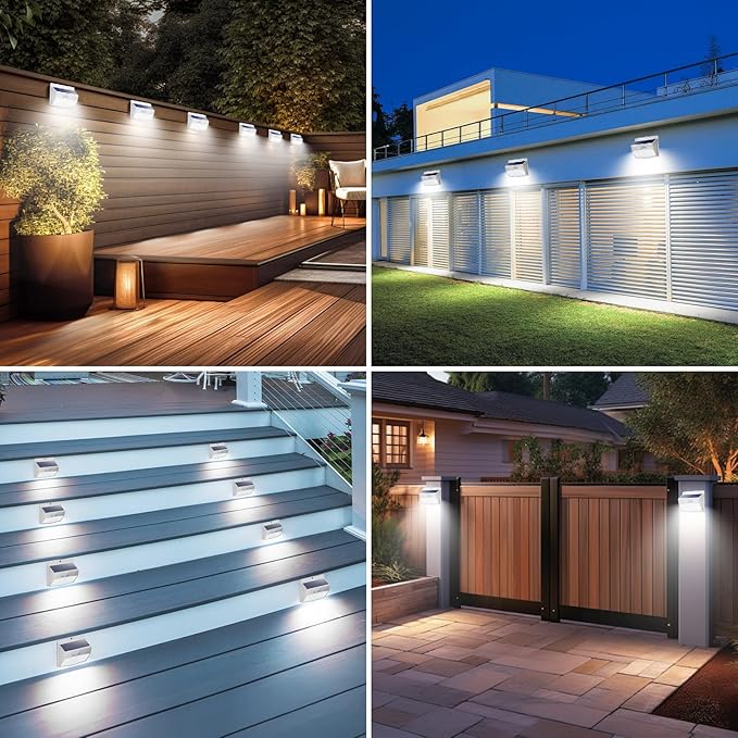 Peasur Solar Lights Outdoor Motion Sensor [138 LED/6 Packs] Solar Security Wall Light with 3 Lighting Modes Waterproof Solar Powered Lights for Garden Fence Yard, White