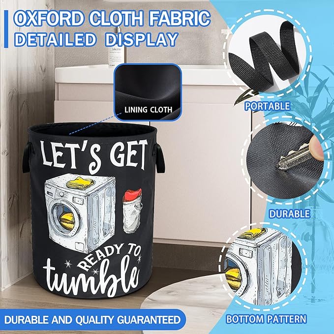 Let'S Get Ready To Tumble Laundry Basket Oxford Cloth Funny Laundry Hamper With Handle Foldable Portable Clothes Storage Basket 18.9 X 16.5 In Storage Bag For Laundry Room/Bathroom/Bedroom/Dormitories