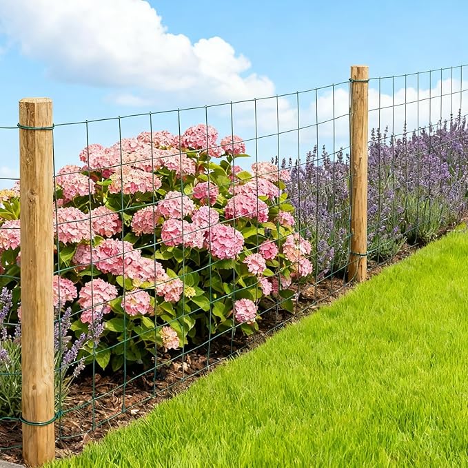 Wire Mesh Roll for Poultry Cages 36IN x50FT- Heavy Duty Fencing Net for Farm Garden Animal Plant Protection, Chicken Wire Fence, Easy to Install Fencing for Rabbits, Birds, Vegetables (Green)