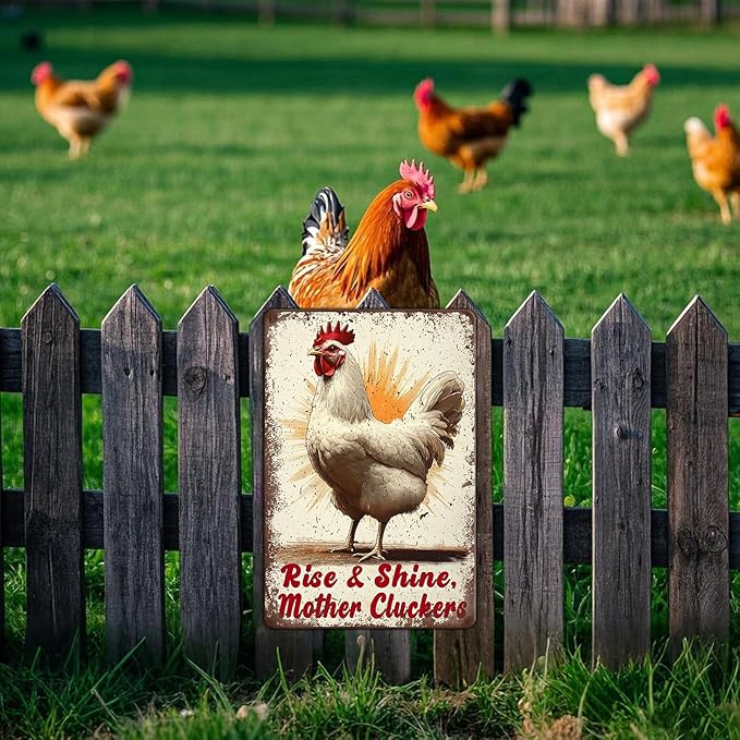 Funny Chicken Signs Rise And Shine Mother Cluckers Aluminium Sign Metal Chicken Signs Decor Home Ktichen Farm Are Wall 12x16 Inch Vintage Chicken Signs For Coop Metal Tin Signs Poster