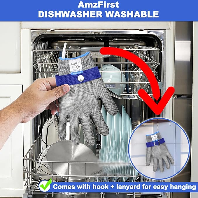 Cut Resistant Gloves, Food Grade for Stainless Steel Mesh Metal Glove Touch Screen, Kitchen Cooking Gloves for Women and Men, for Butcher Meat Cutting Oyster Shucking(Size: 9/Large)