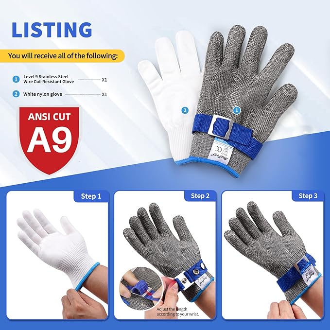 Cut Resistant Gloves Protection Cutting Anti Cut Gloves for Kitchen Fish Slicing and More(Size: 11/XX-Large)