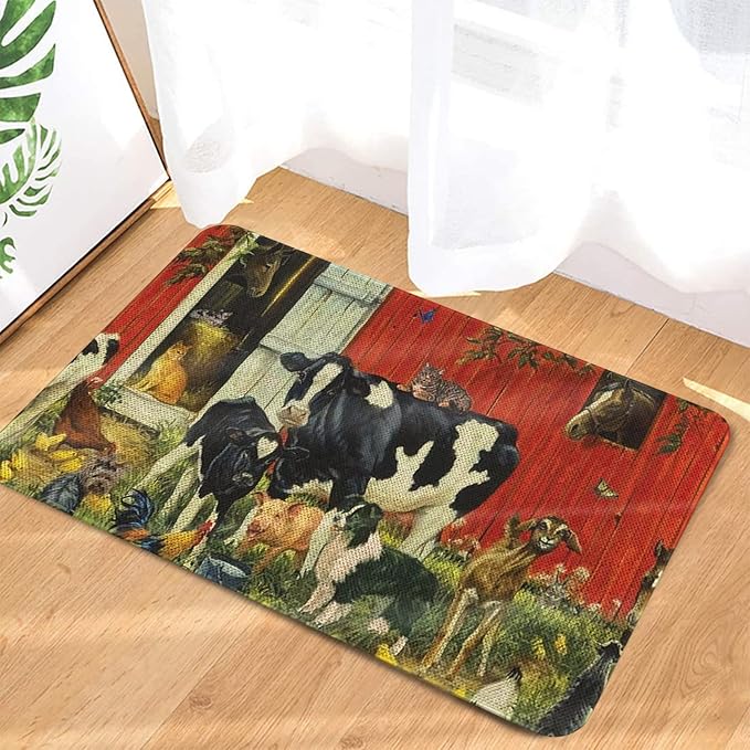 Roszwtit Farmhouse Kitchen Rugs and Mats, Farm Animal Door Mat, Seasonal Washable Non-Slip Floor Mats for Home Kitchen Decor 30x17 Inch