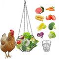 Hanging Chicken Feeder Accessories, Foldable 6.5Inch Large Poultry Vegetable Fruits Feeder Basket with 4pcs Hanging Chain, Veggie Treat Ball Boredom Toys for Chicken/Hens/Duck/Rabbits' Coop