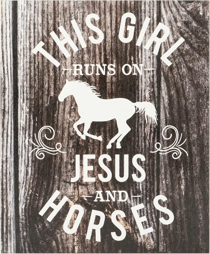 JennyGems This Girl Runs on Jesus and Horses Wooden Sign, Country Girl Gift and Decor, Horse Decorations, Made in USA
