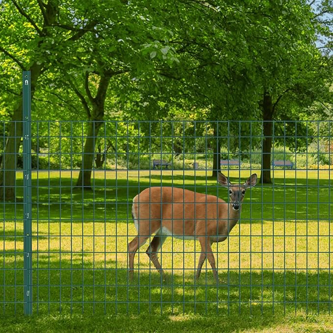 Welded Wire Fence, 50ft(L) x 24inch(H) Garden Fence for Dog, 2 Inch x 3 Inch 16GA Fencing for Chicken, PVC Coated Anti-Rust Roll Metal Wire Mesh Fence for Yard Vegetable, Green