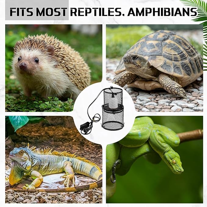VIHOSE 1 Pcs Retractable Reptile Heat Lamp Holder Reptile Anti Scald Lampshade Ceramic Heat Emitter Heating Lamp Shade with Switch for Pet Amphibian Snakes Lizards Turtle Frogs Chicks, Without Bulb