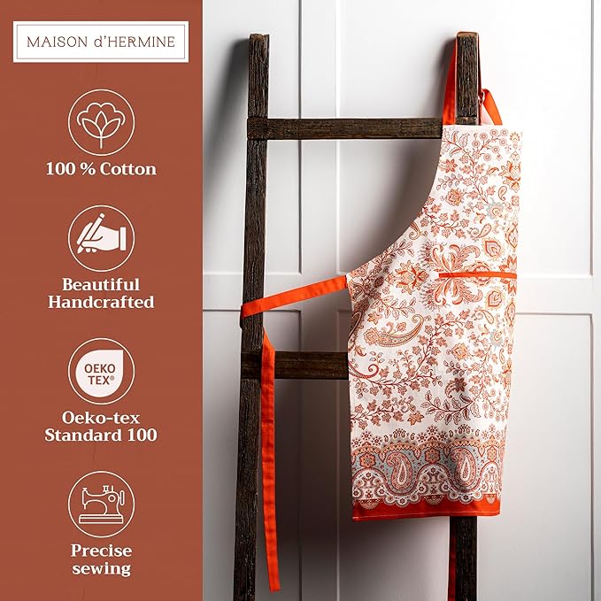 Maison d' Hermine 100% Cotton Apron for women with Pocket Kitchen Chef Apron for Men Cooking Easter Decorations