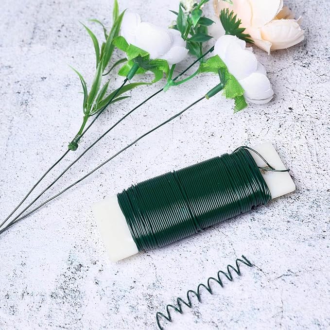 Efavormart 2 Pack - 20 Gauge Green Floral Wire 38Yards Paddle Wire for Flower Arrangements for DIY, Bouquet Wrapping, Craft Projects Finishing, Binding, Flower Bouquets Production, Decoration