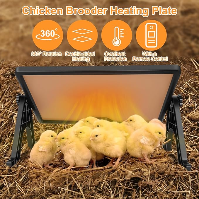 Smart Radiant Heat Panel for Chicken Coop – 180w Adaptive Heater with Built-in Thermostat, Remote Control & Energy-Saving Mode, Safe for Chicks, Kittens, Small Animals