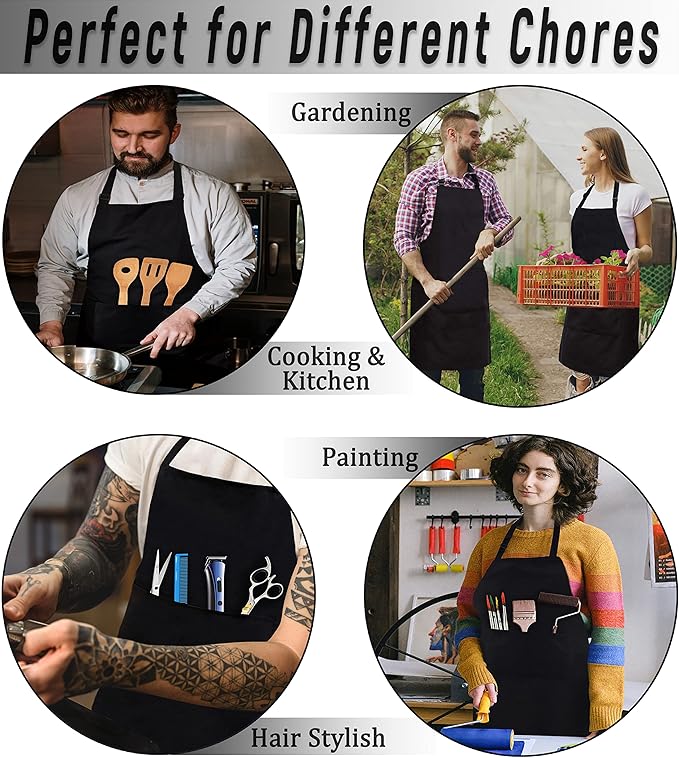 RUVANTI Work Apron for Men, Oil & Water Repellent, Poly Cotton Cross Back Aprons for Women with Pockets, Adjustable up to XXL