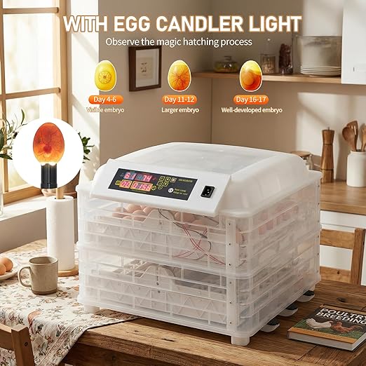 Winado Incubators for Hatching Eggs, 96 Chicken Egg Incubator with Automatic Egg Turning & Temperature Control & Humidity Display & Egg Candler for Duck, Goose, Quail Eggs