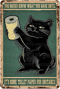 Black Cat Bathroom Metal Tin Sign You Never Know What You Have Until It's Gone Vintage Wall Art Funny Toilet Wall Decor for Home Cafes Office Store Decoration 12 * 8inch