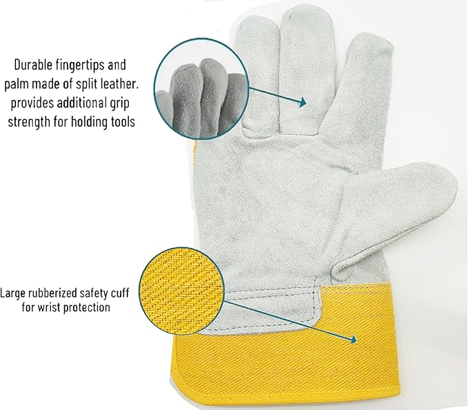 L&M Leather Work Welding Gloves Fire Heat Resistant Cowhide Cotton Lined,Mig,Tig,Stick Forge,BBQ Grill,Fireplace 11 Inch