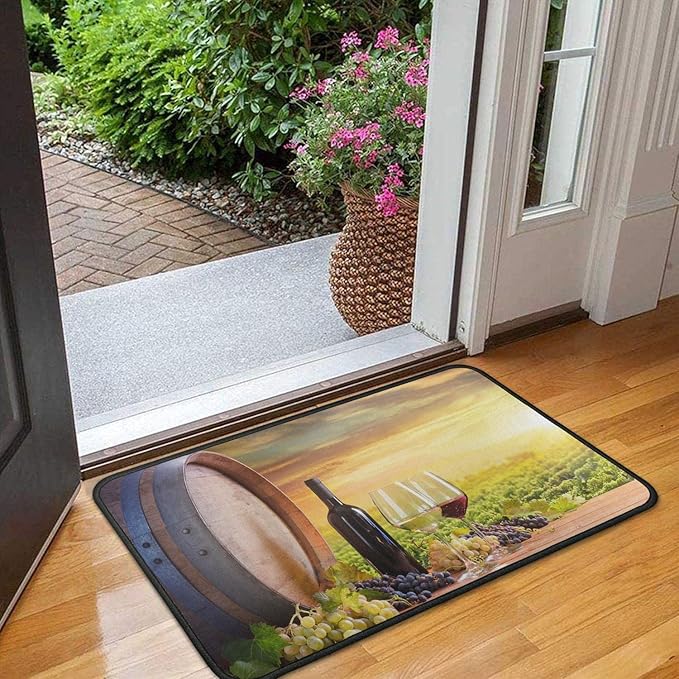 Roszwtit Farmhouse Kitchen Rugs and Mats, Farm Red Wine Door Mat, Seasonal Washable Non-Slip Floor Mats for Home Kitchen Decor 30x17 Inch