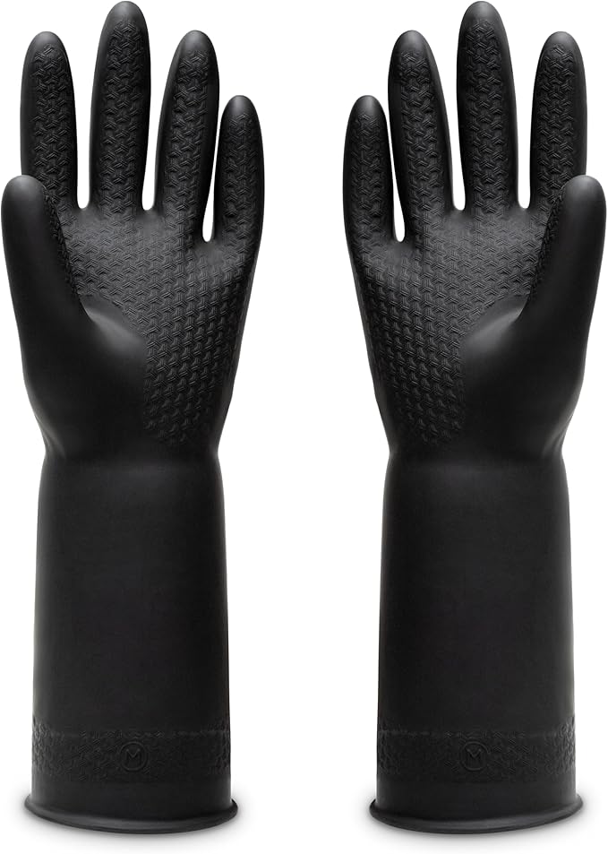 Chemical Resistant Latex Gloves,Cleaning Protective Safety Work Heavy Duty Rubber Gloves