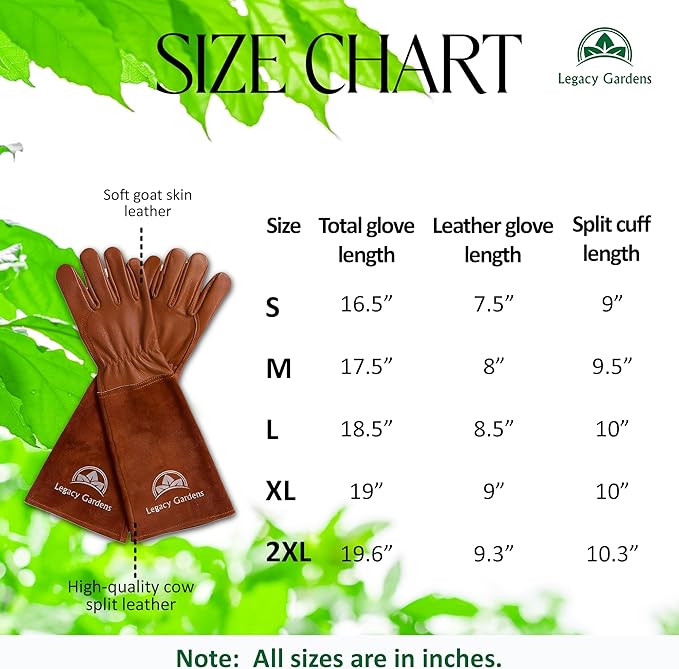 Leather Gardening Gloves for Women & Men, Long Garden Gloves, Cowhide Gauntlet Rose Pruning Thorn Resistant, Forearm Protection, Small, Brown