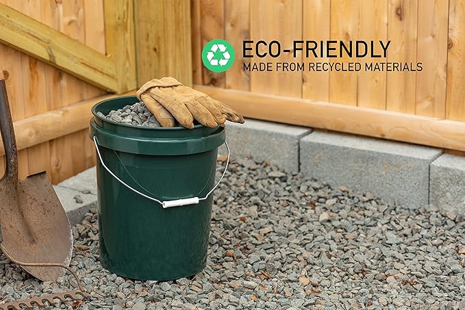United Solution ECOSense 5 Gallon Bucket, Heavy Duty, Comfortable Handle, Perfect for on The Job, Home Projects, or Cleaning; Made from 90% Recycled Materials.100% Recyclable (Pack of 3)