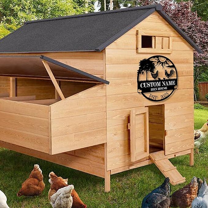 Custom Chicken Coop Metal Sign, Personalized Farmhouse Wall Decor, Vintage Fluffy Butt Hut Decor, Custom Name Sign for Farm, Gifts for Chicken Lovers