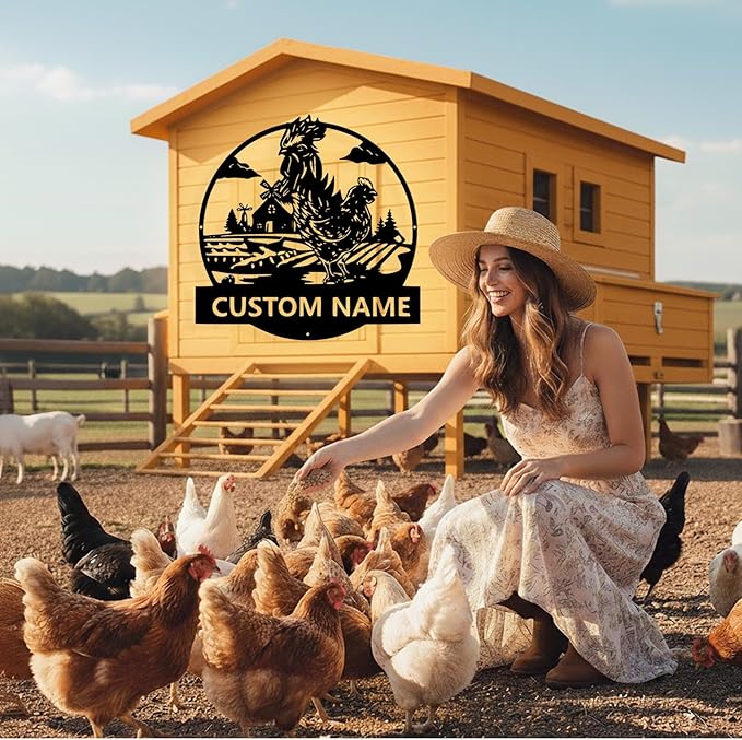 Custom Chicken Coop Metal Sign, Personalized Chicken Coop Sign for Outside, Custom Metal Hen House Farm Signs, Chickens Hen House Farmhouse Wall Art Decor