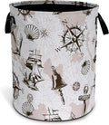 Compass Anchor Sailboat Nautical Laundry Basket Oxford Cloth Laundry Hamper With Handle Foldable Portable Clothes Storage Basket 18.9 X 16.5 Storage Bag For Laundry Room/Bathroom/Bedroom/Dormitories