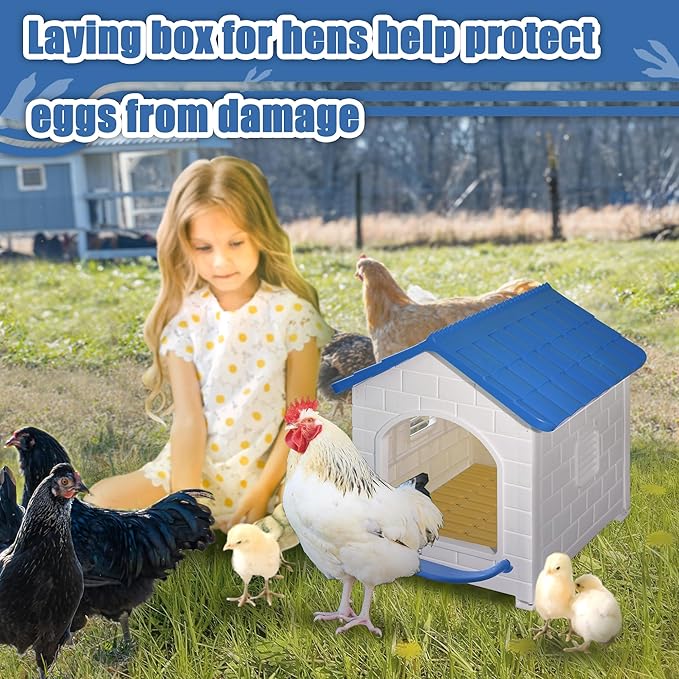 Chicken Nesting Box for Laying Eggs 1/2/3 Pack Large Easy to Assemble Hen Plastic Nesting Box with Washable Nesting Pad for Chicken Coop Wall or Ground Mounted (3 Pack)