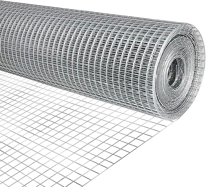 Hardware Cloth 1/2 inch 19Ga Double Hot-Dipped Galvanized After Welding Wire Fence Mesh Welded Metal Chicken Wire Fencing Roll (Silver 1/2 16X50)