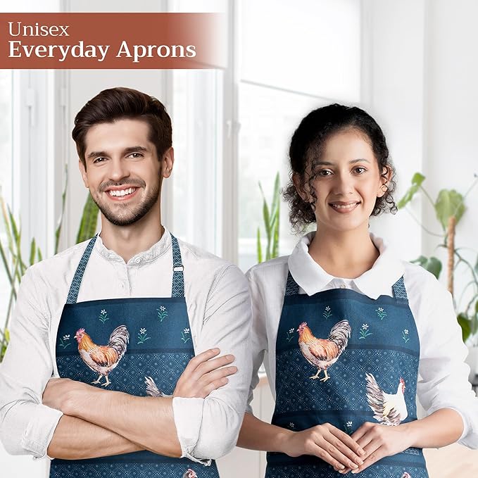Maison d' Hermine 100% Cotton Apron for women with Pocket Kitchen Chef Apron for Men Cooking Easter Decorations
