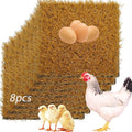 8 Pack Reusable Chicken Coop Nesting Pads,Washable Nesting Box Pads Soft Cuttable Artificial Grass Mat 11.8x11.8 in Hen Coop Bedding Liner Chicken Cage Accessories (Yellow)