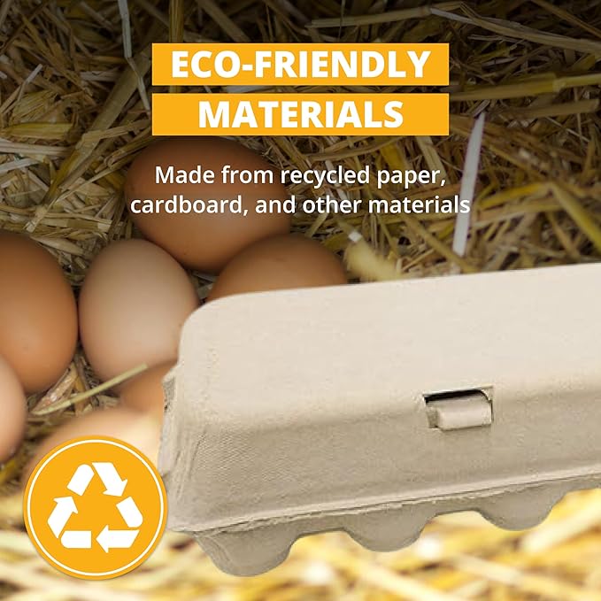Stromberg's Large Blank Flat Top Chicken Egg Cartons, Perfect for Personalization, Eco-Friendly and Biodegradable, Made From Recycled Materials, Ideal for Farmers and Crafters, 100 Pack