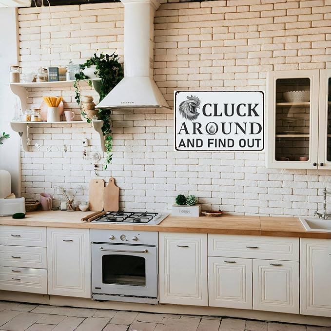 Funny Chicken Coop Signs Chicken Decor Tin Signs Chicken Signs for Home Yard Garden Farm Kitchen Farmhouse Decor (8 X 12) Inch