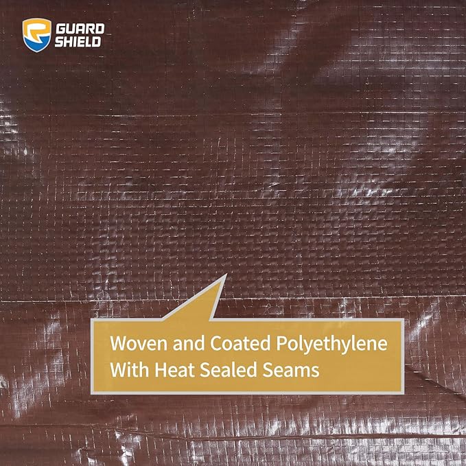 GUARD SHIELD Brown Tarp 20x20 Feet Waterproof Tarps Lightweight Camping Tarp Outdoor Multi Purpose Poly Cover 6mil