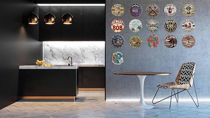 CSWLJS Room Decor Retro Metal Tin Sign 180 Arrow Design Vintage Wall Art Decor 8x8 in Home Decor
