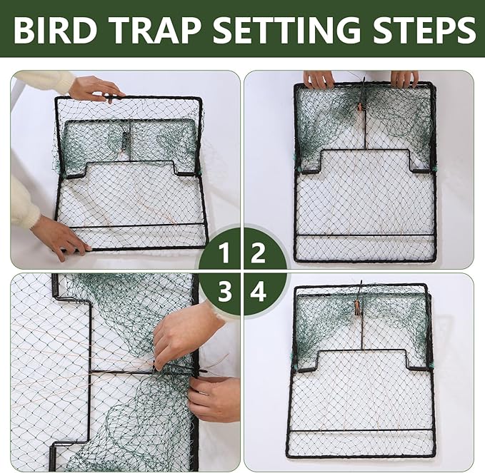 Humane Pigeon Trap,Bird Trap for Quail,Turkey,Net Traps (15.7x19.7 inch)