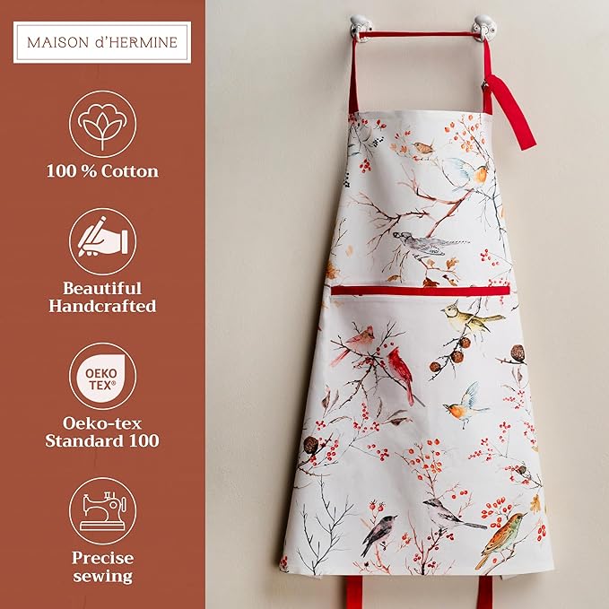 Maison d' Hermine 100% Cotton Apron for women with Pocket Kitchen Chef Apron for Men Cooking Easter Decorations
