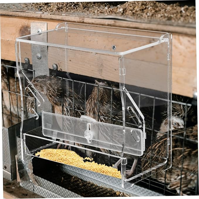 VANZACK Automatic Chicken Feeder Acrylic Food Bowl for Routine Chickens PET Cage Feeding Container 1.5L Capacity for Parrots and Cockatiels