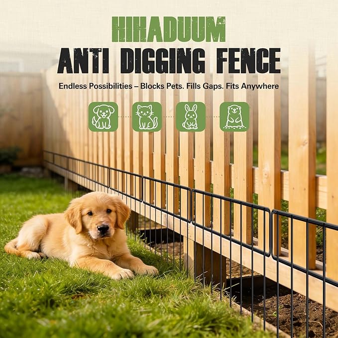 14 Pack 20Ft(L) X 13Inch(H) Animal Barrier Fence - Garden Fence Animal Barrier Garden Border Rustproof Metal No Dig Fence Panels for Dog Rabbit Defense Bottom Blocker for Outdoor Yard Patio